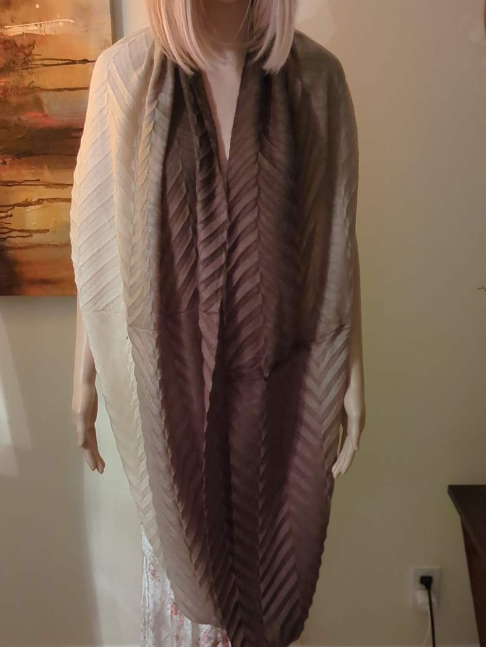 Echo Ombre Chevron Wrap in Brown and Cream